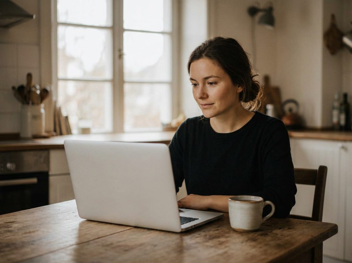 A partner writing at home